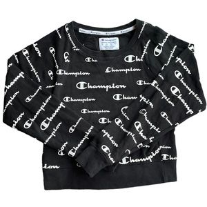 Champion Athleticwear Women’s Size XS Cropped Pullover Sweater Black & White✨